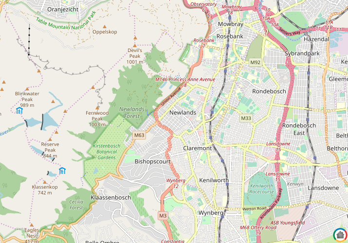 Map location of Newlands - CPT